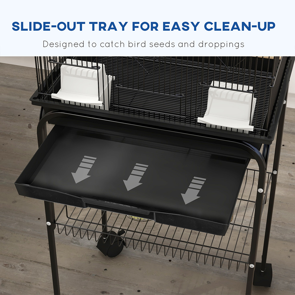 PawHut Metal Bird Cage with Perch and Food Container Image 5