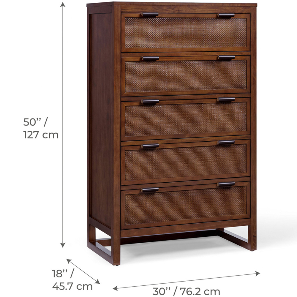 Teamson Home Hatteras 5 Drawer Walnut Dresser Image 9