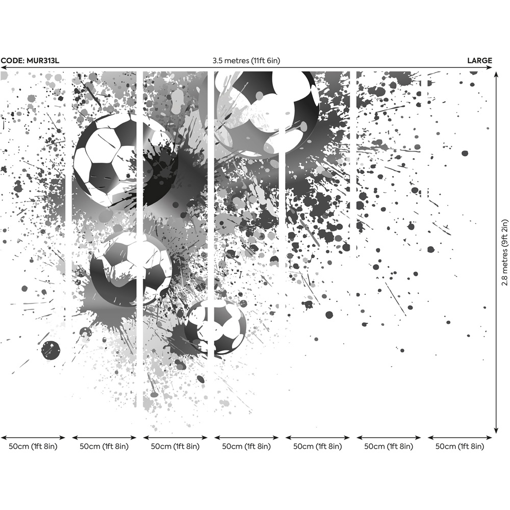 Origin Murals Football Splash Grey Wall Mural Image 4