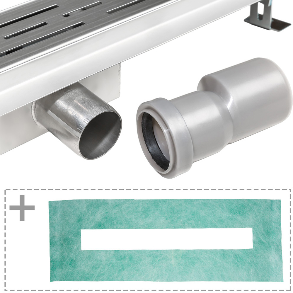 tectake Stainless Steel Linear Shape Shower Drain with Odour Stop and Hair Strainer 60cm Image 6