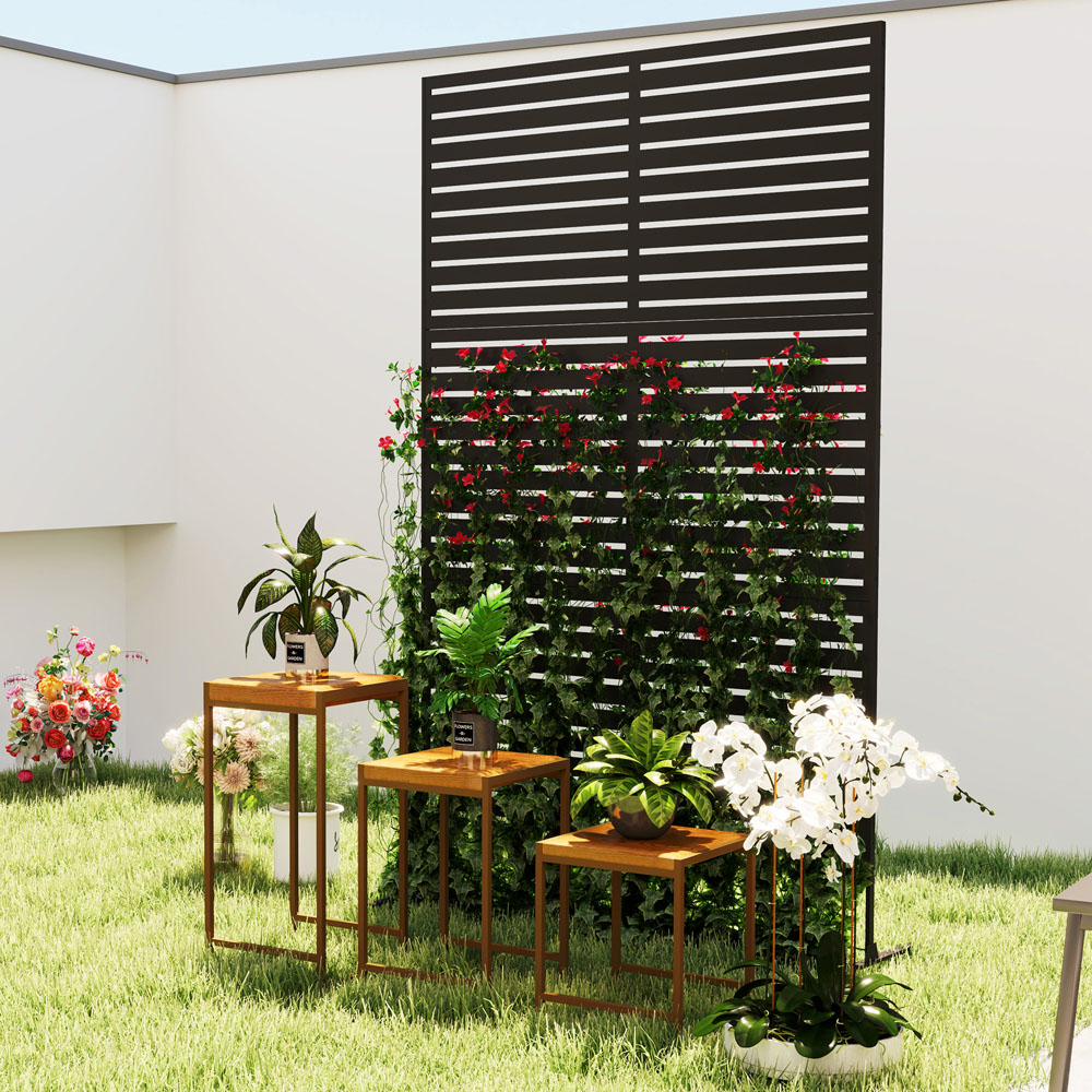 Outsunny 2 x 1m Black Striped Outdoor Freestanding Privacy Screen Image 4