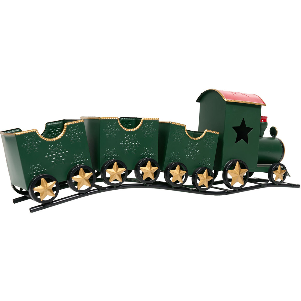 Traditional Metal Train Decoration Green Image 4