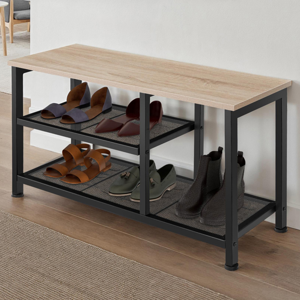 tectake Taunton 2 Grid Shelf Oak Sonoma Shoe Rack Image 1
