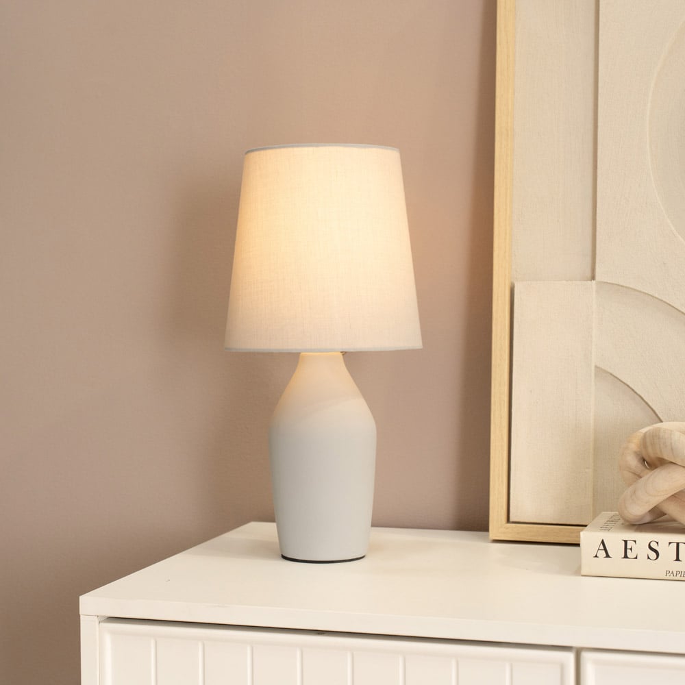 ValueLights Arlo Grey Shade Ceramic LED Table Lamp Image 2