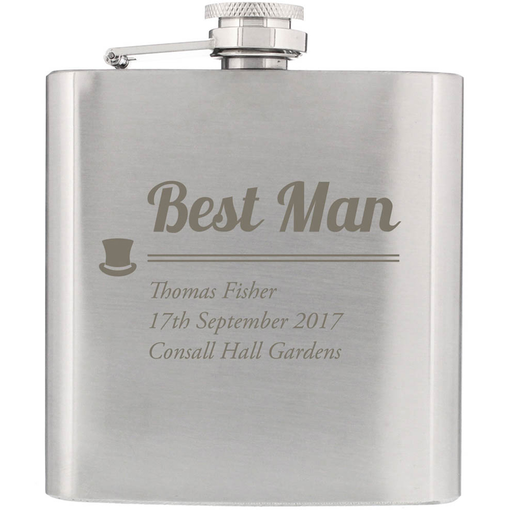 Personalised Memento Personalised Best Man Hip Flask Image 1