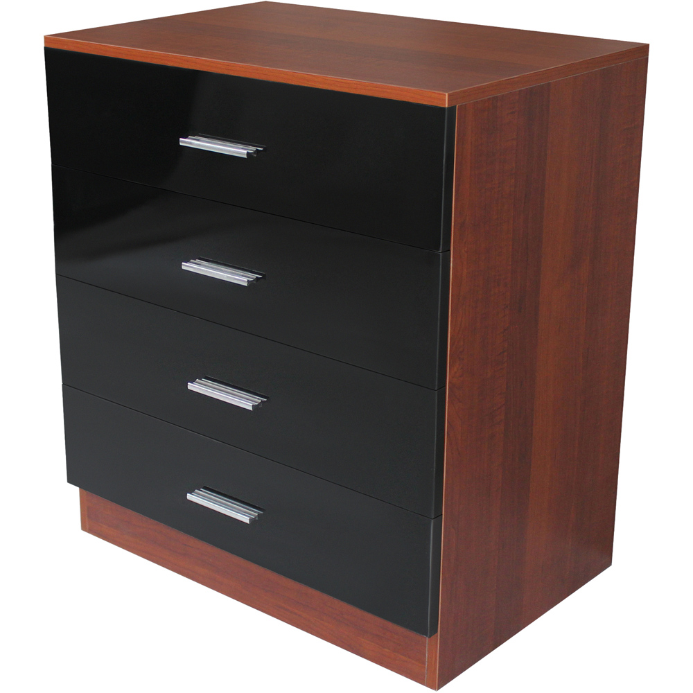 Brooklyn 4 Drawer Walnut and Black High Gloss Chest of Drawers Image 2
