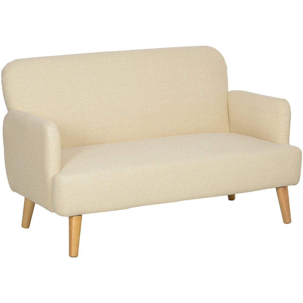 HOMCOM 2 Seater Cream Velvet Feel Sofa Image 2
