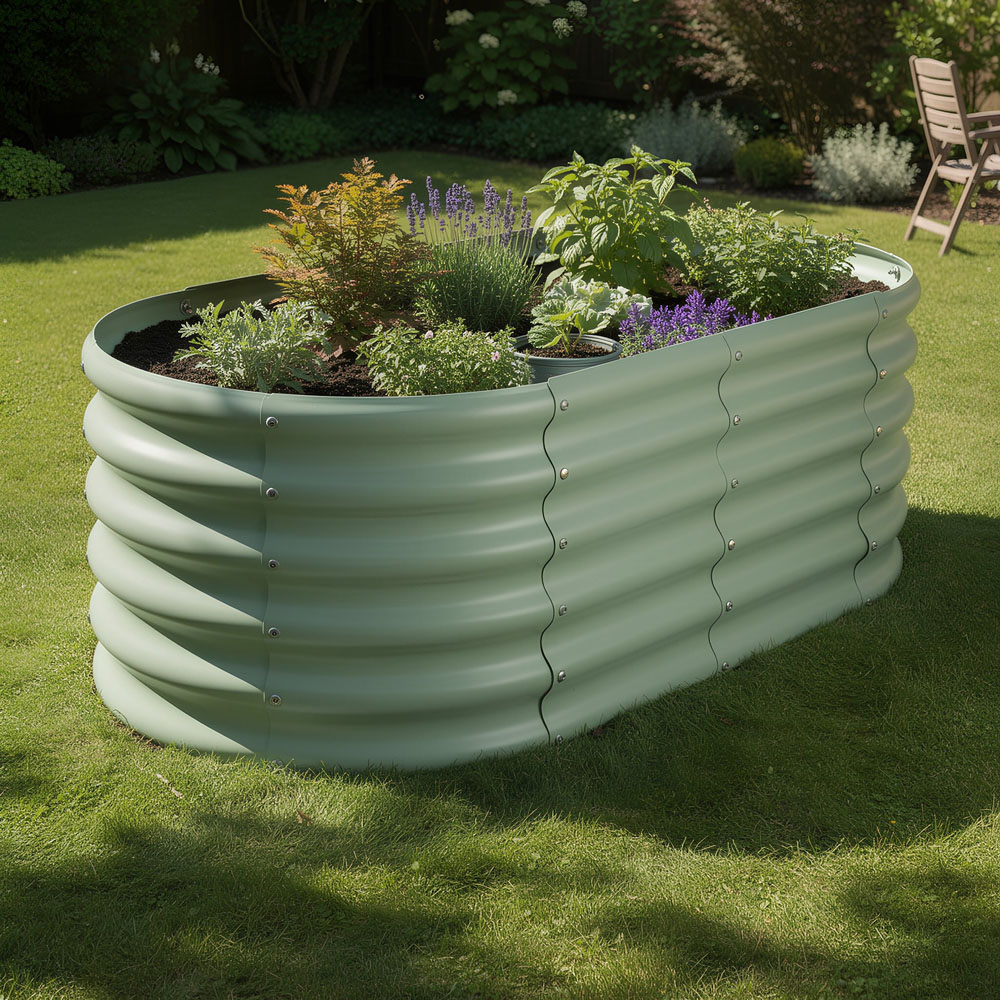 Harbour Housewares Green Rounded Raised Garden Bed 120 x 60cm 2 Pack Image 3