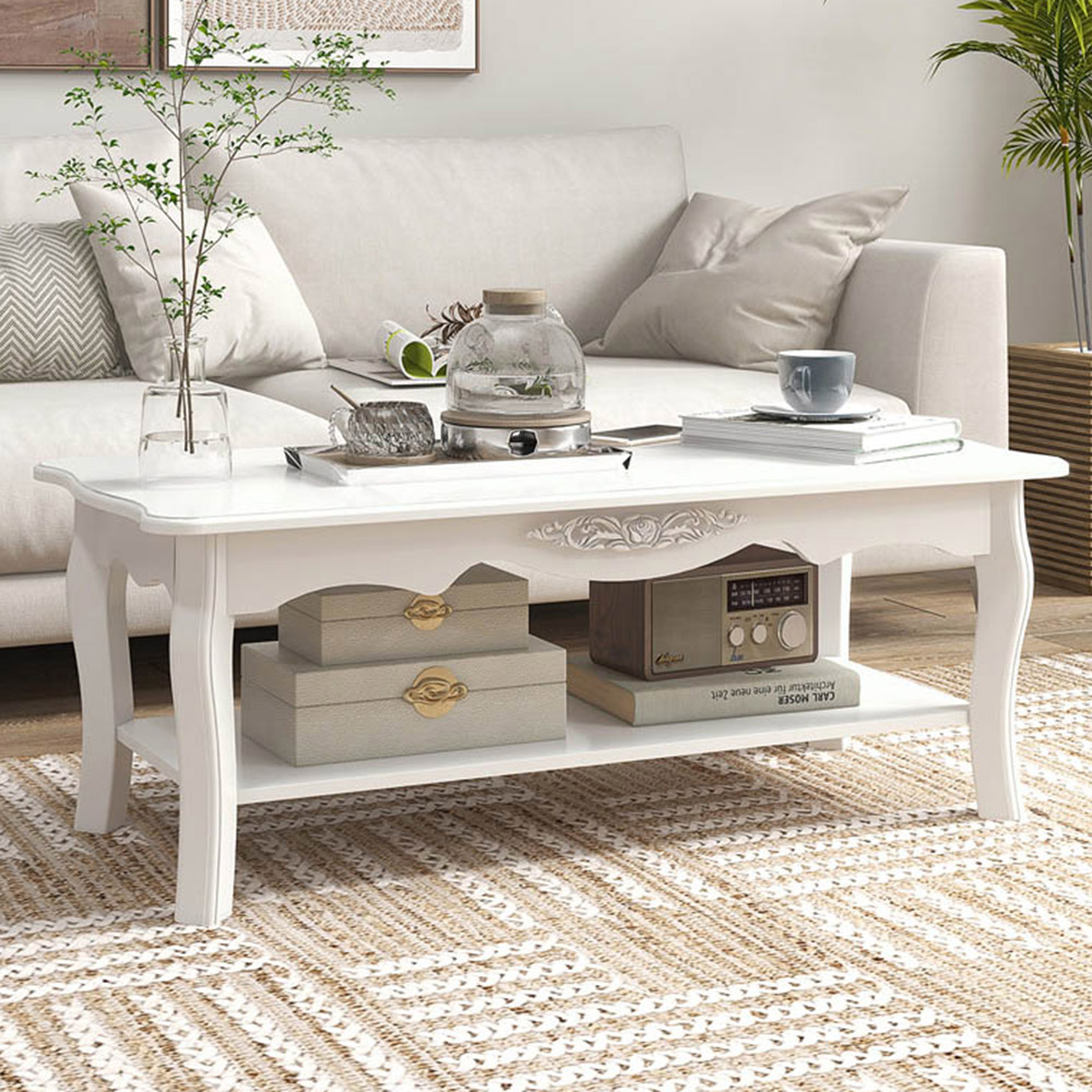 Portland White Wooden Coffee Table Image 1