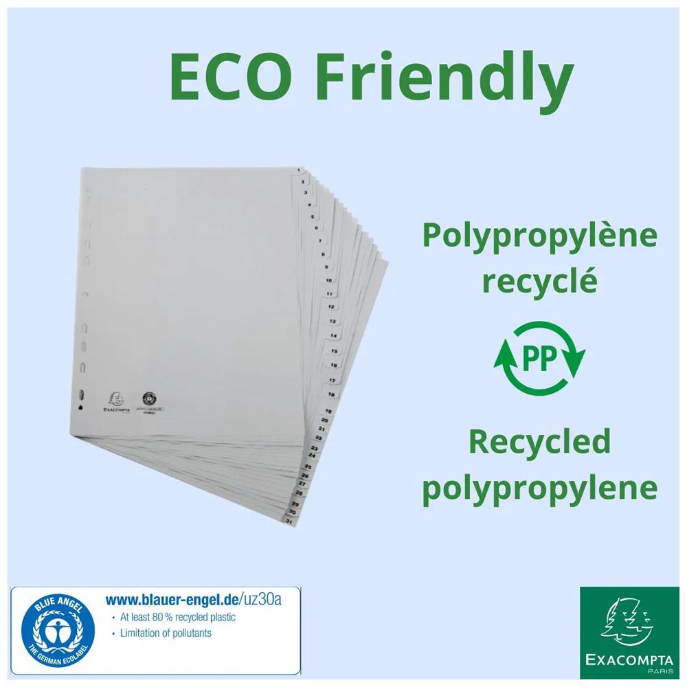 Exacompta A4 Maxi Grey Polypropylene 1-31 Divider 5 Pack Image 5