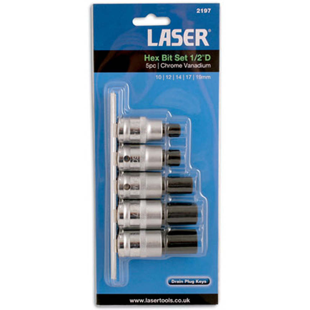 Laser 5 Piece 1/2 inch D Hex Socket Bit Set Image 4