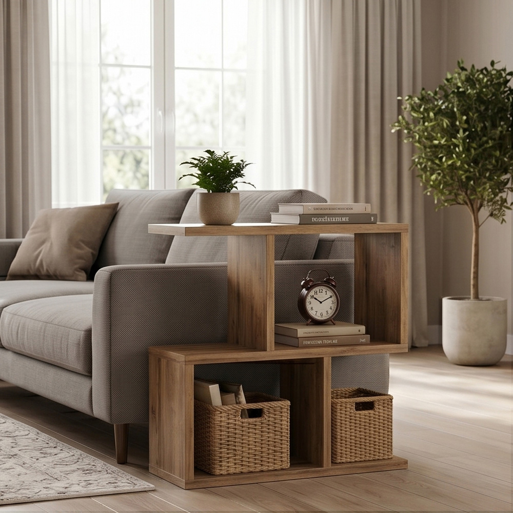 Shefa Line Eden 4 Shelf Wotan Oak Side Table Image 4