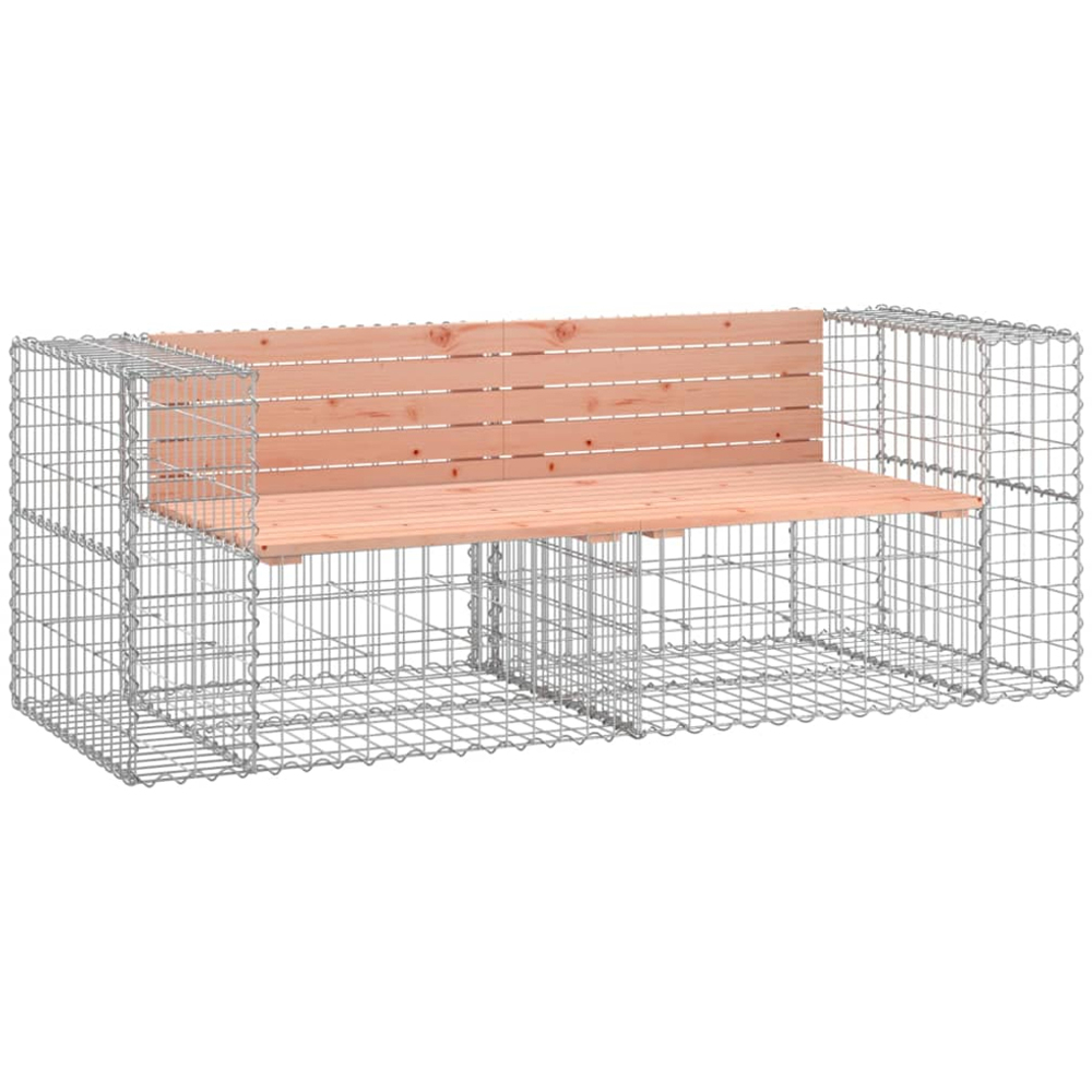 vidaXL 4 Seater Natural Douglas Solid Wood Gabion Garden Bench Image 1