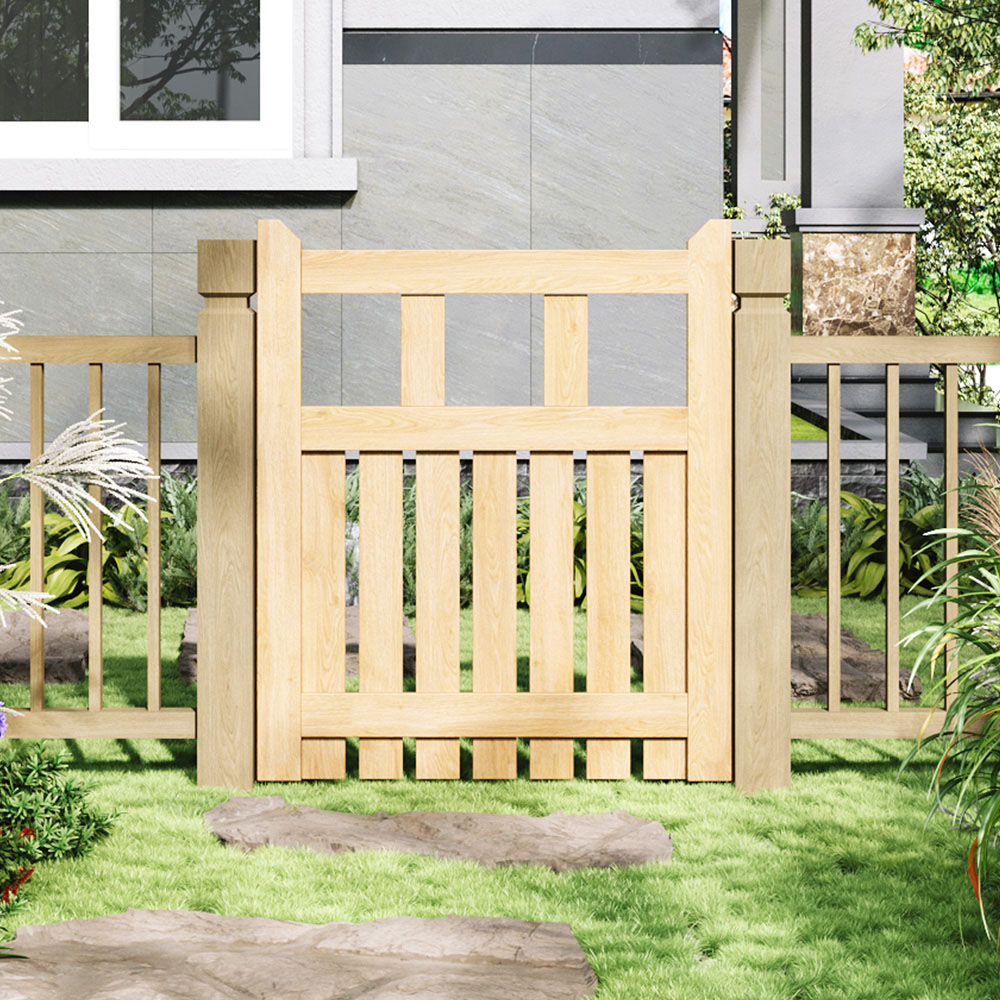Outdoor Minimalist Nature Wooden Straight-Corner Garden Fence Door, 90 x 76 x 2.5cm Image 7