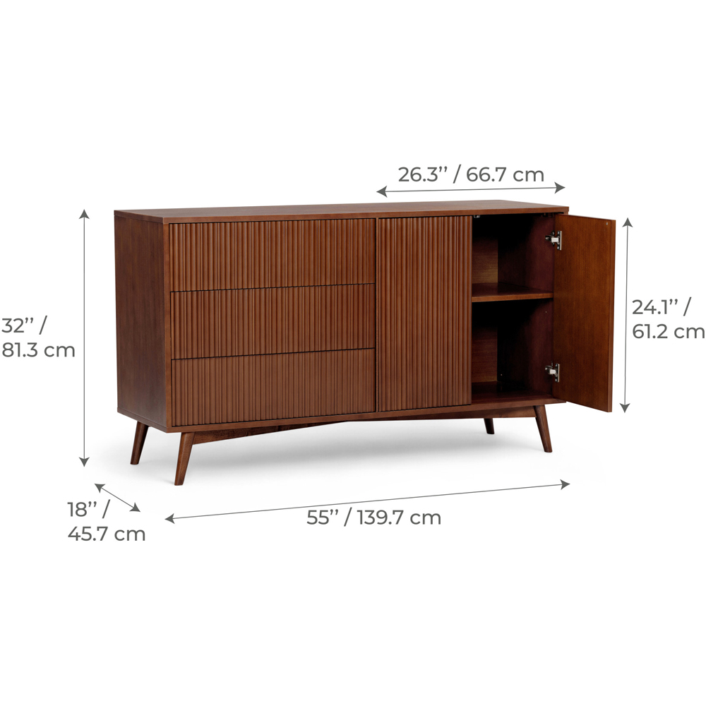 Teamson Home Tremolo 2 Door 3 Drawer Walnut Sideboard Image 9