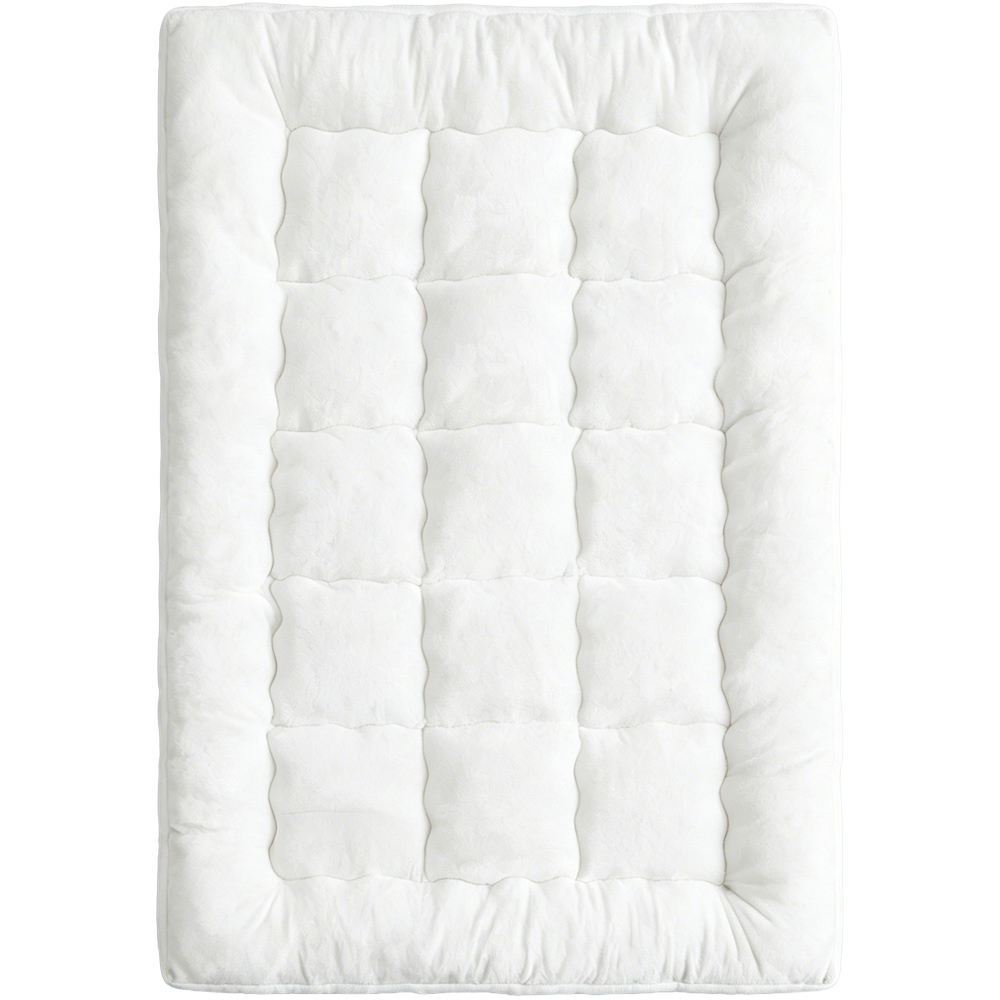 Living and Home Double White and Grey Plush Quilted Mattress Topper Image 3
