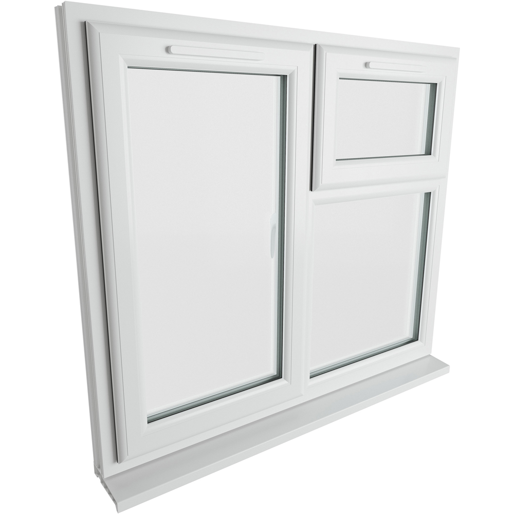 Crystal uPVC Triple Glazed Window LH Side Hung and Top Opener White Clear Glass 1190x1190mm Image 9