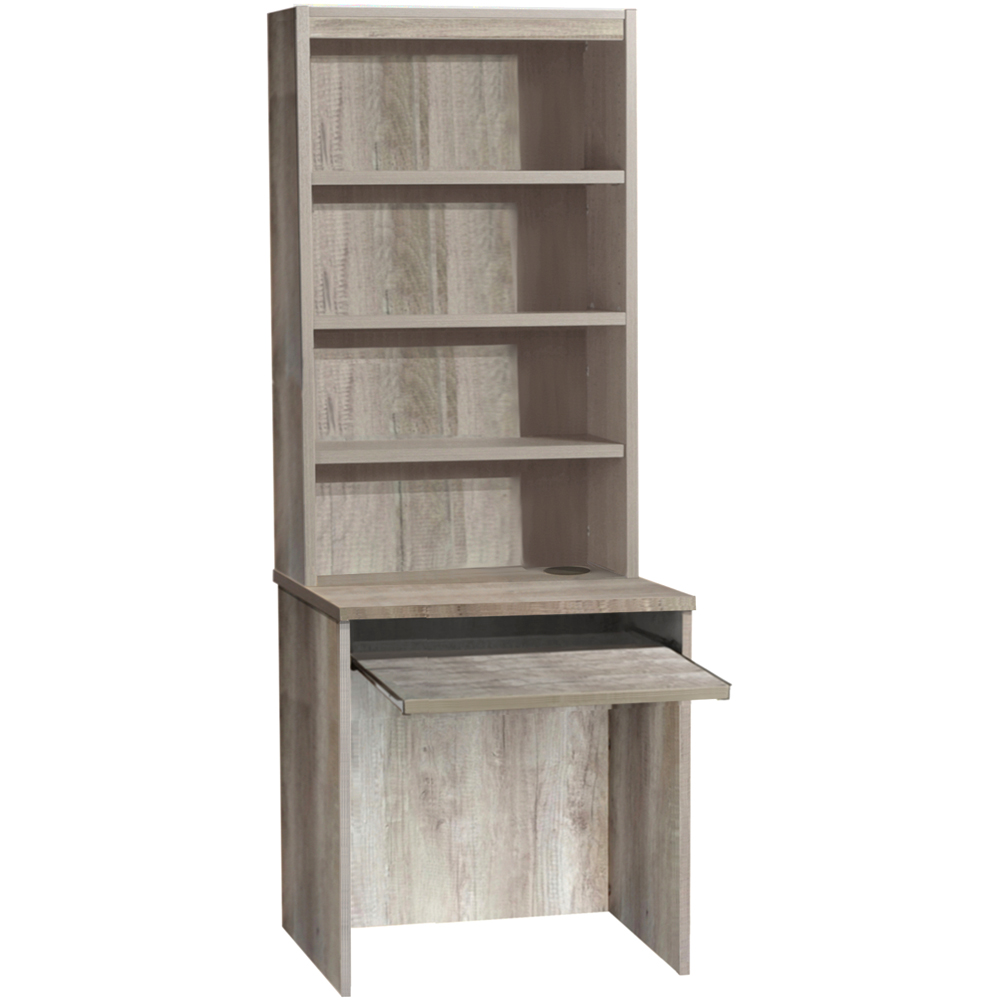 R White Cabinets 4 Shelf Small Laptop Desk with Keyboard Tray and Hutch Grey Image 2