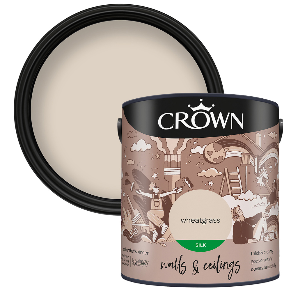 Crown Breatheasy Walls & Ceilings Wheatgrass Silk Emulsion Paint 2.5L Image 1