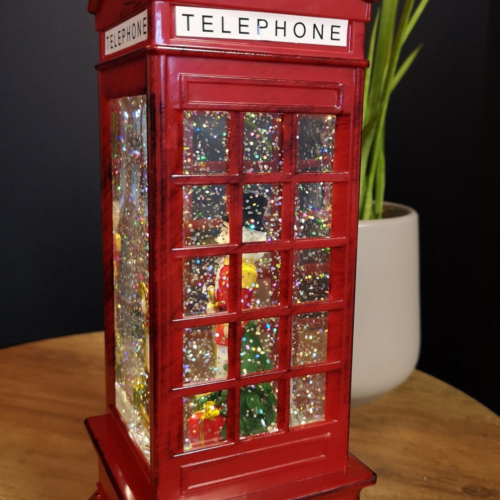 Samuel Alexander Red Telephone Box with Speaking Nutcracker Scene Glitter Water Spinner 27cm Image 6