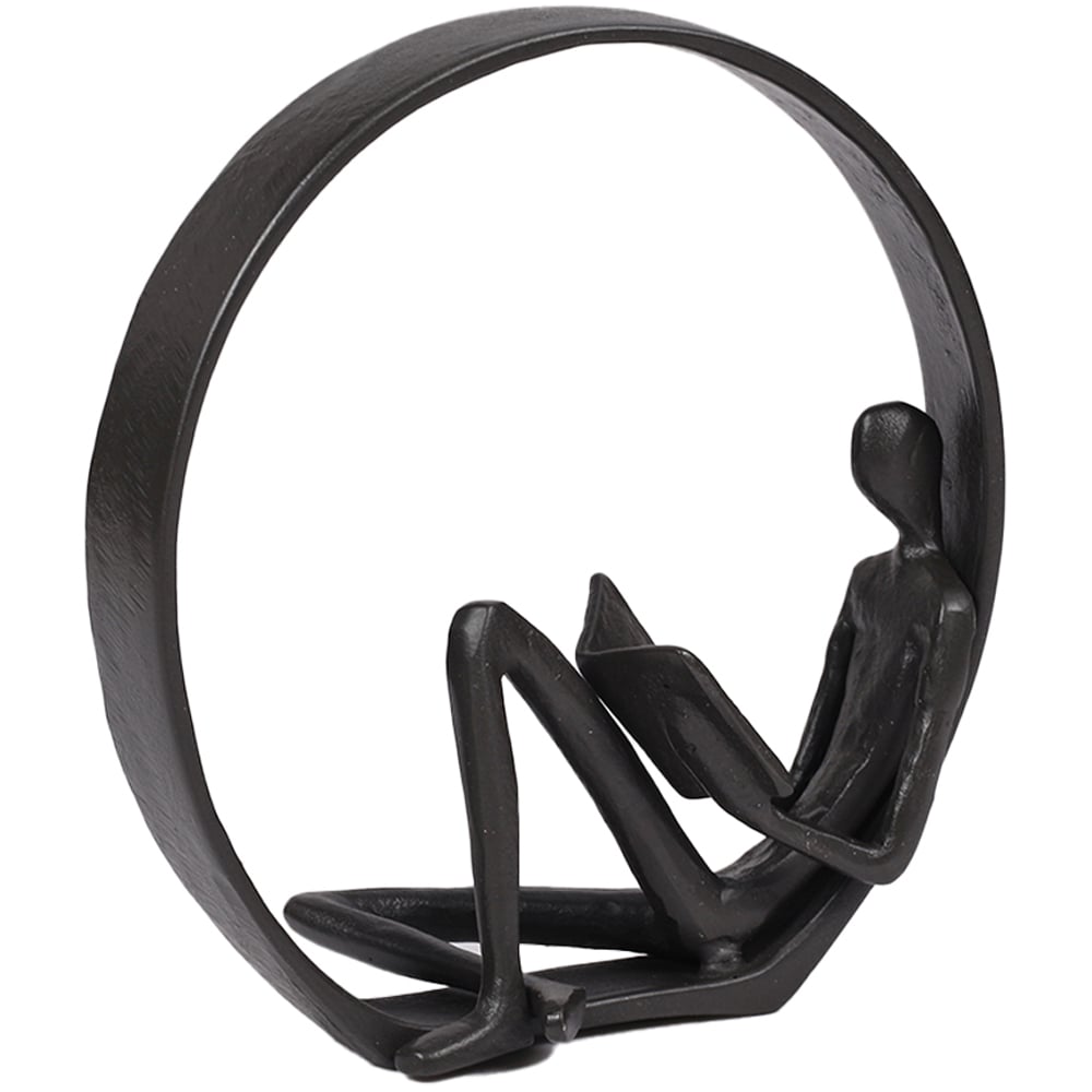Living and Home Bronze Reading Men in Circle Desktop Metal Statue 17 x 8.5cm Image 1