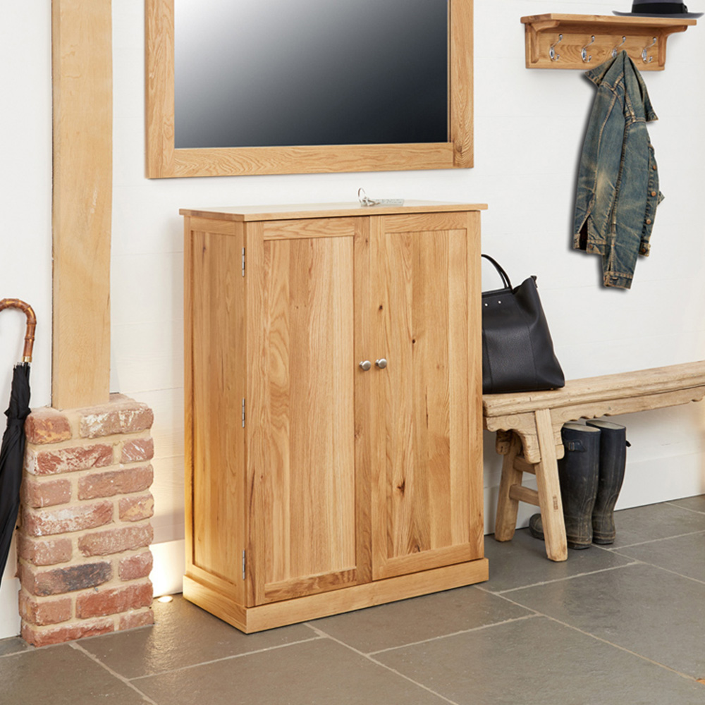 Baumhaus Mobel 5 Shelf Oak Large Shoe Cupboard Image 3