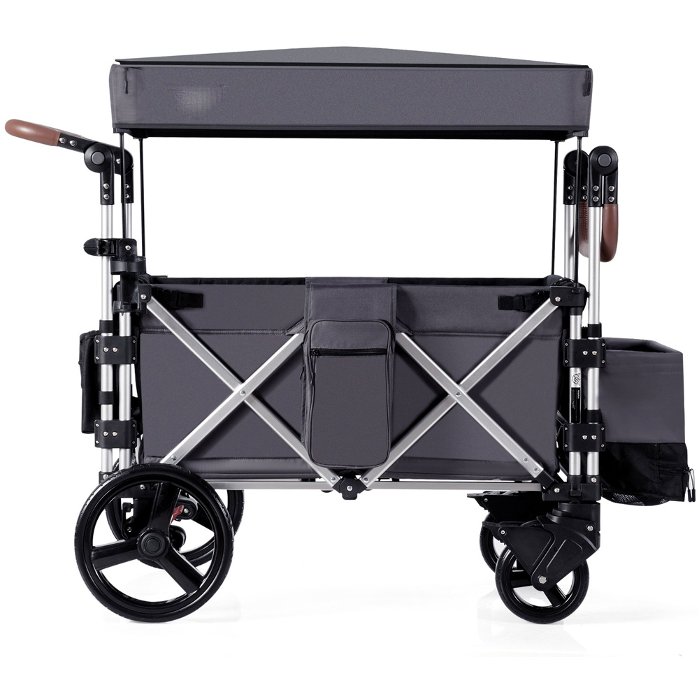 Costway Grey Twin Baby Double Stroller Wagon Image 1