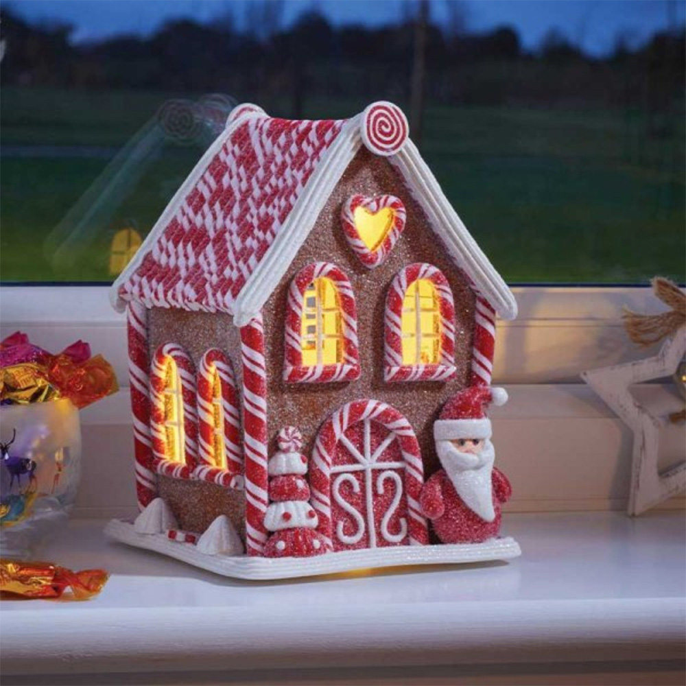 Samuel Alexander Gingerbread Santa Candy Cabin LED Christmas Decoration Image 2