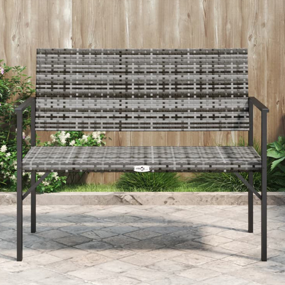 vidaXL 2 Seater Grey Rattan Garden Bench Image 1