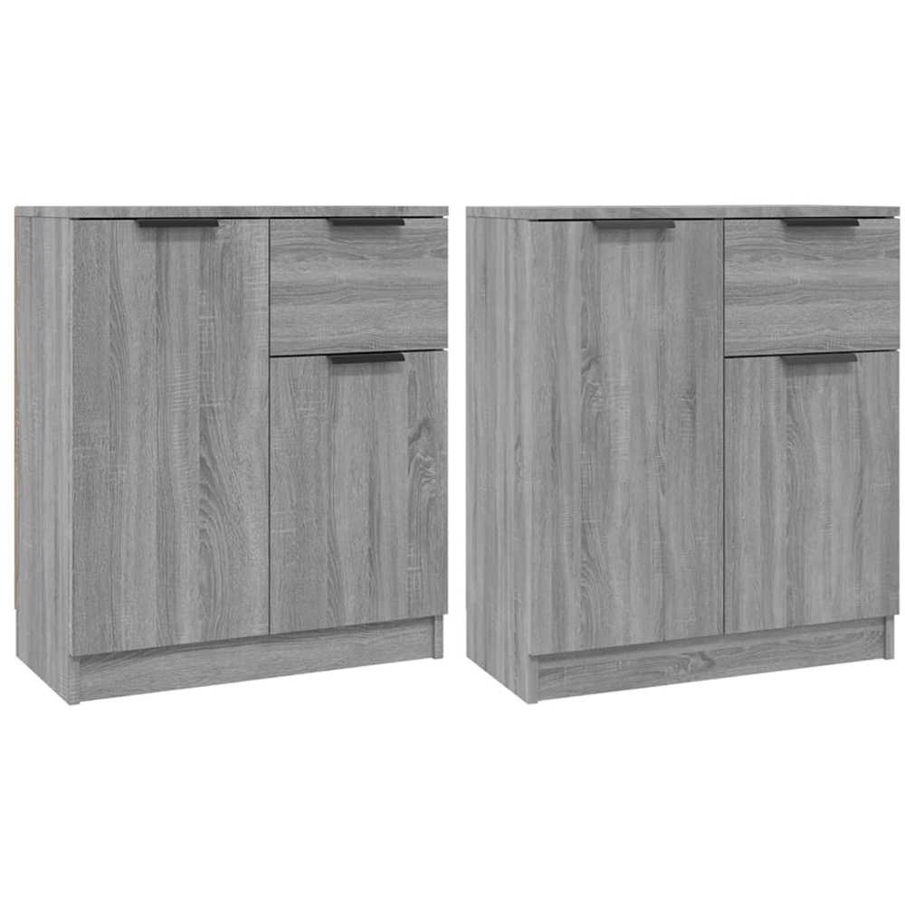 vidaXL 2 Door Single Drawer Grey Sonoma Wooden Sideboard Set of 2 Image 2