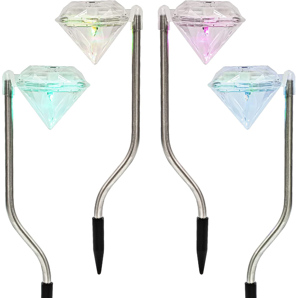 wilko Multicoloured Diamond Solar Stake Light 8 Pack Image 1