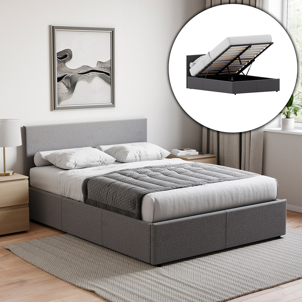 VIDA DESIGNS Veronica King Size Dark Grey Linen Ottoman Bed with Gel Memory Foam Mattress Image 5