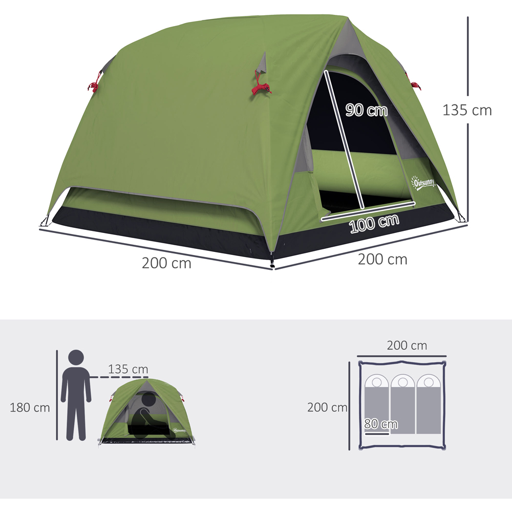 Outsunny 3-4 Person Waterproof Camping Tent Olive Green and Grey Image 9