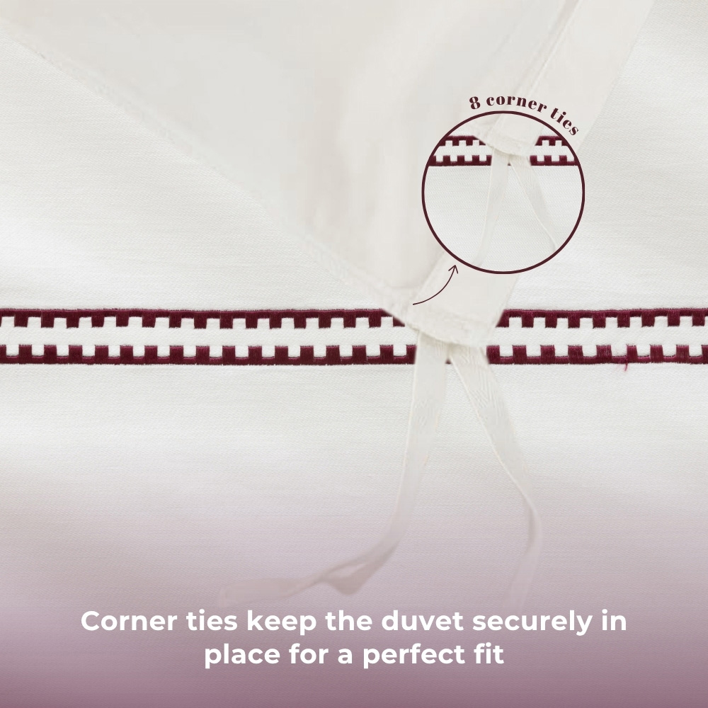 MHG Living Double Mayfair Burgundy 200 Thread Count Duvet Cover Set Image 6