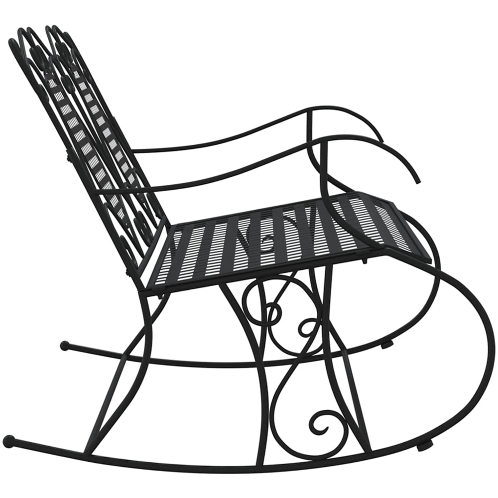 vidaXL 2 Seater Black Steel High Backrest Garden Rocking Bench Image 4