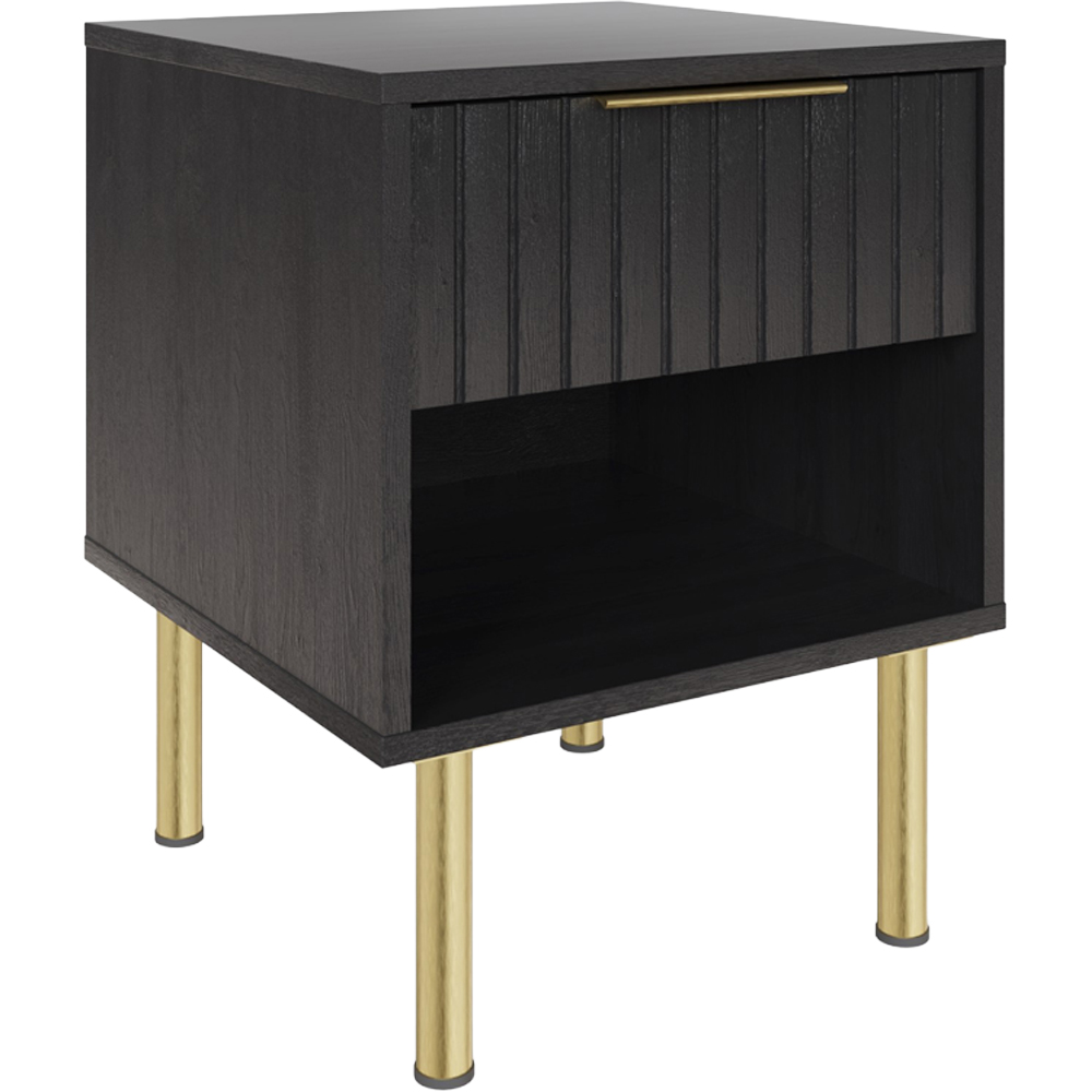 GFW Nervata Single Drawer Single Shelf Black Lamp Table Image 2