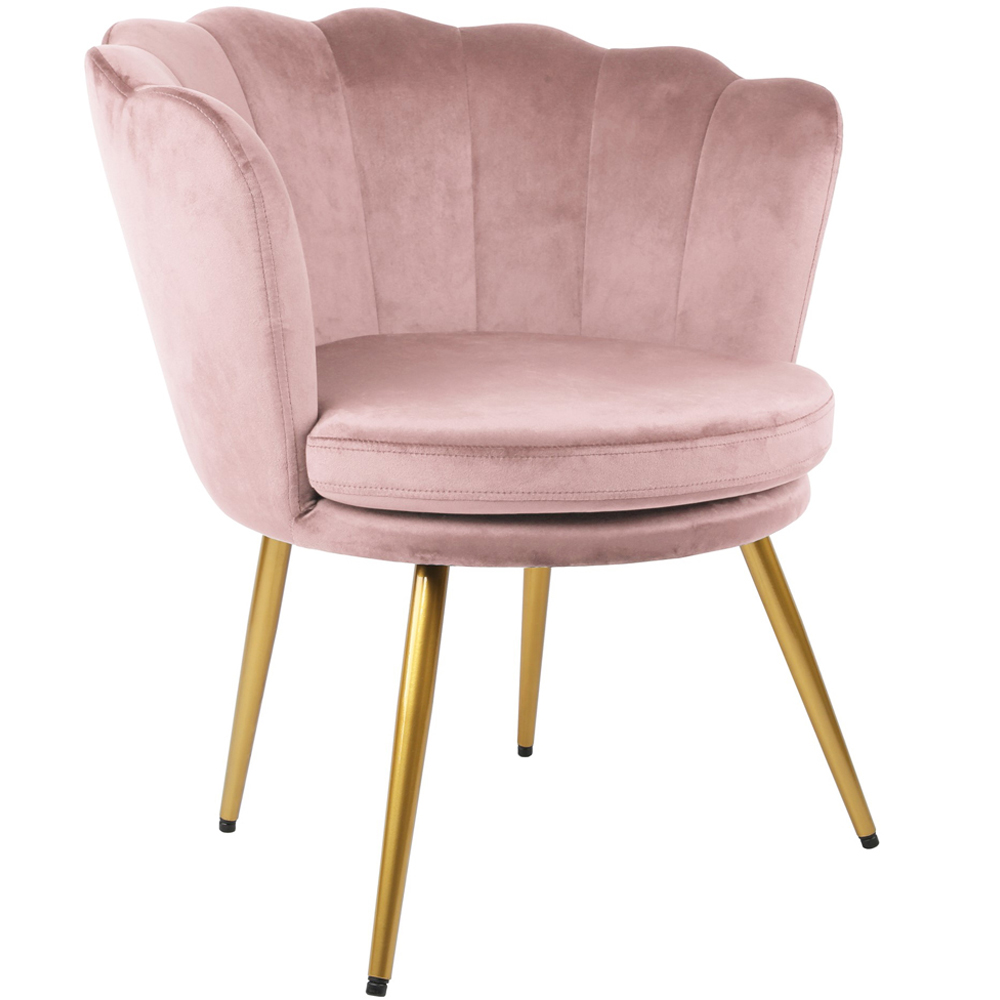 Flora Petal Back Accent Tub Chair Velvet Upholstery - Light Pink Image 2