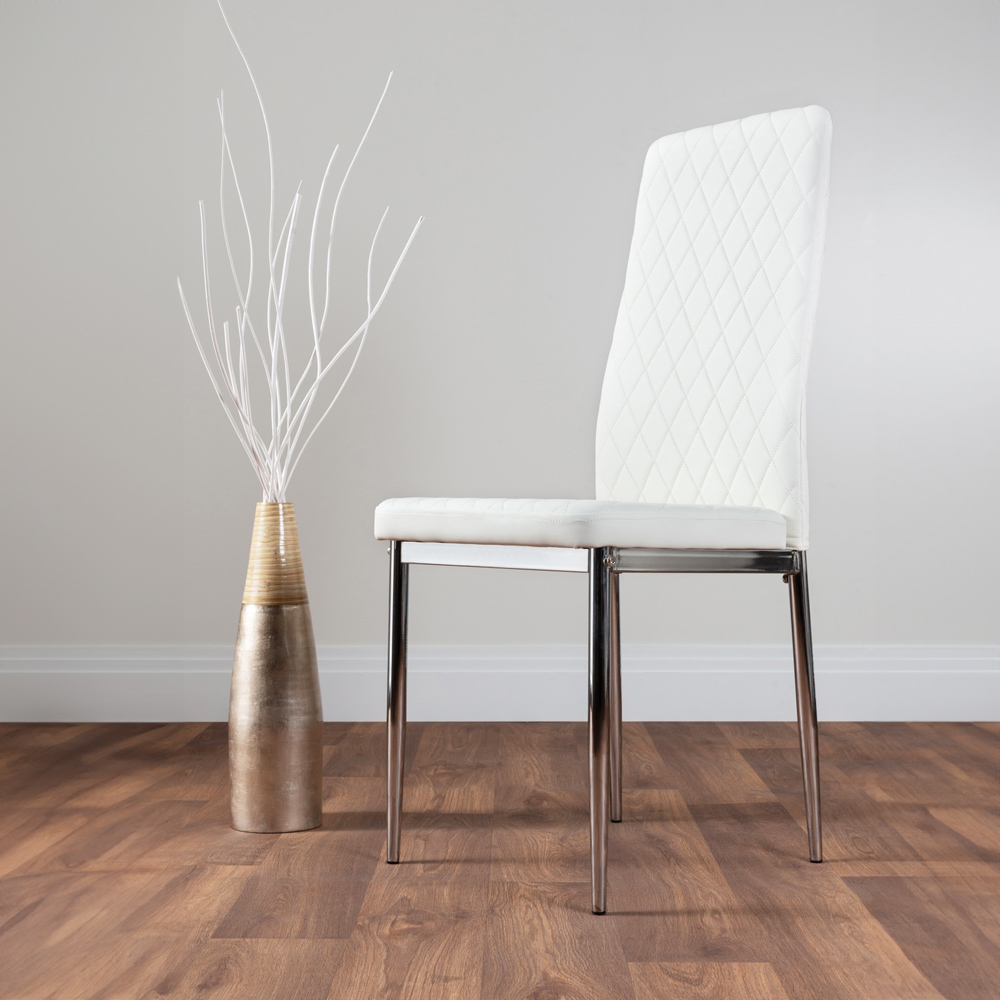 Furniturebox Copeland Valera Marble Effect 4 Seater Dining Set White and Chrome Image 3