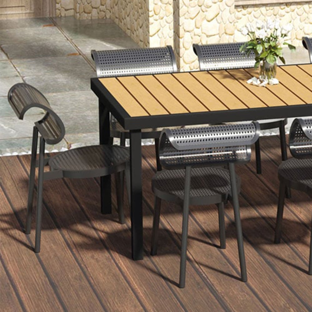 Outsunny Aluminium Frame 8 Seater Outdoor Dining Table Natural Image 4