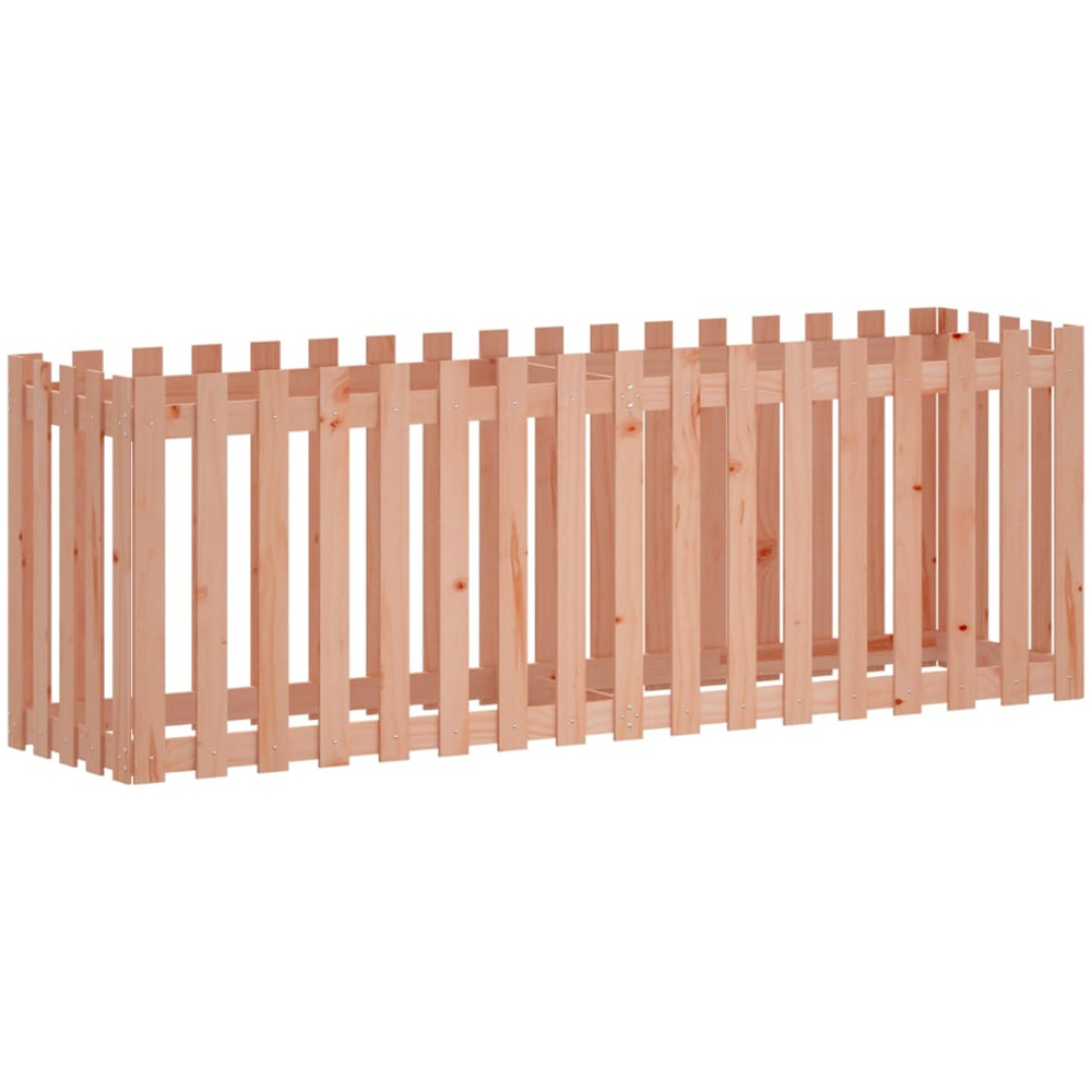 vidaXL Natural Solid Wood Douglas Fence Design Garden Planter 200 x 50 x 70cm Image 1