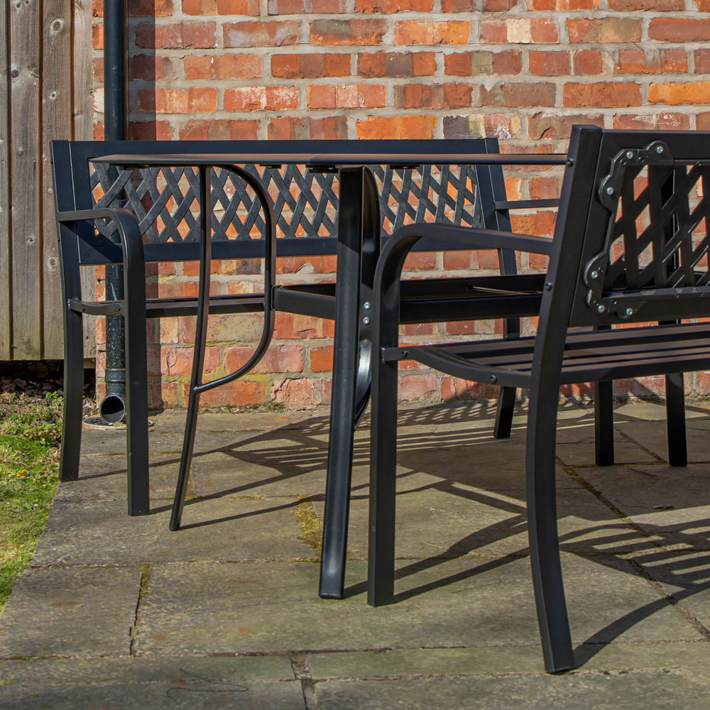 Samuel Alexander 4 Seater Glass Top Garden Dining Table with Bench Image 6