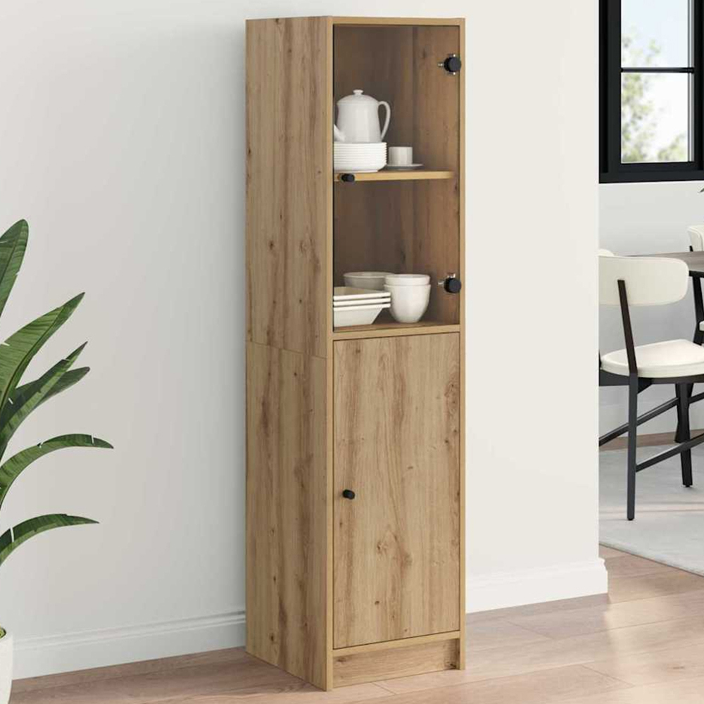 vidaXL 2 Door Artisan Oak Tall Slim Highboard Image 1