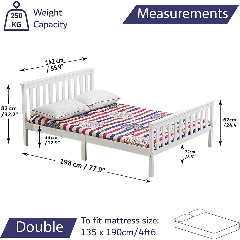 Portland Double Wooden Bed Frame with Mattress Image 9