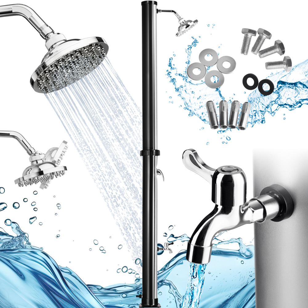 tectake Tinto Black and Silver Portable Solar Outdoor Shower with Tap 20L Image 2