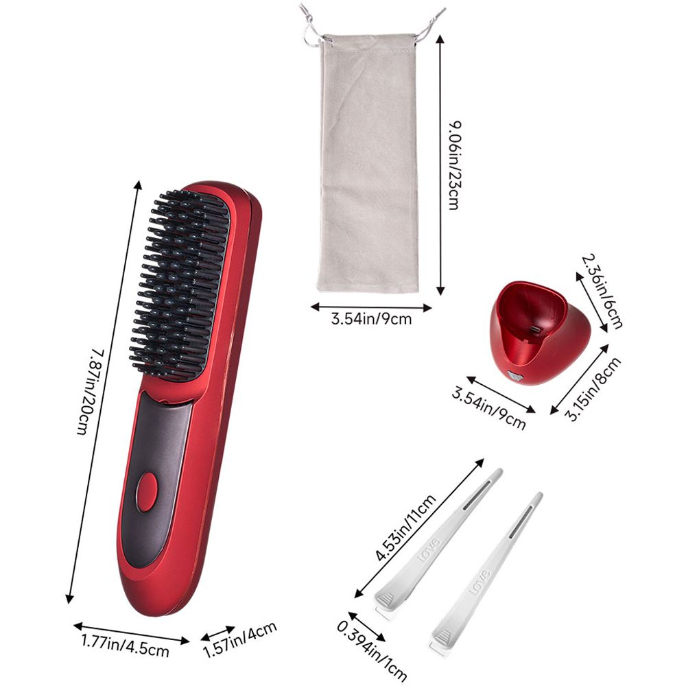 Living and Home 3 Adjustable Temperature Cordless Hair Straightener Brush with Charging Base 35W Image 6