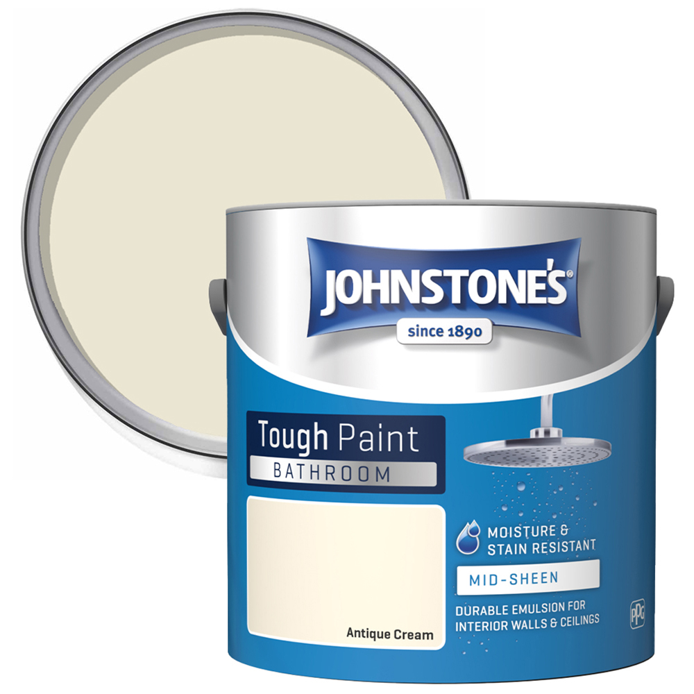Johnstone's Bathroom Antique Cream Mid Sheen Emulsion Paint 2.5L Image 1