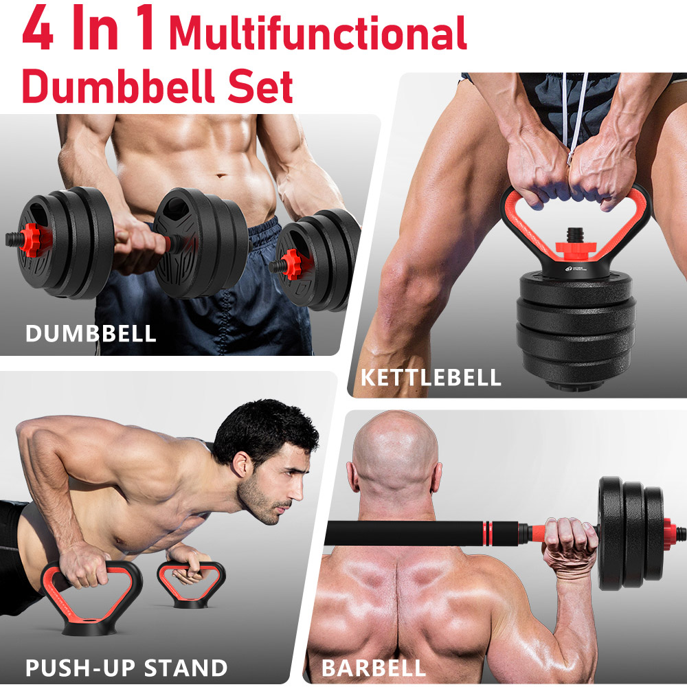 Rattrix Black 4-in-1 Multifunctional Dumbbell Set 20kg Image 5