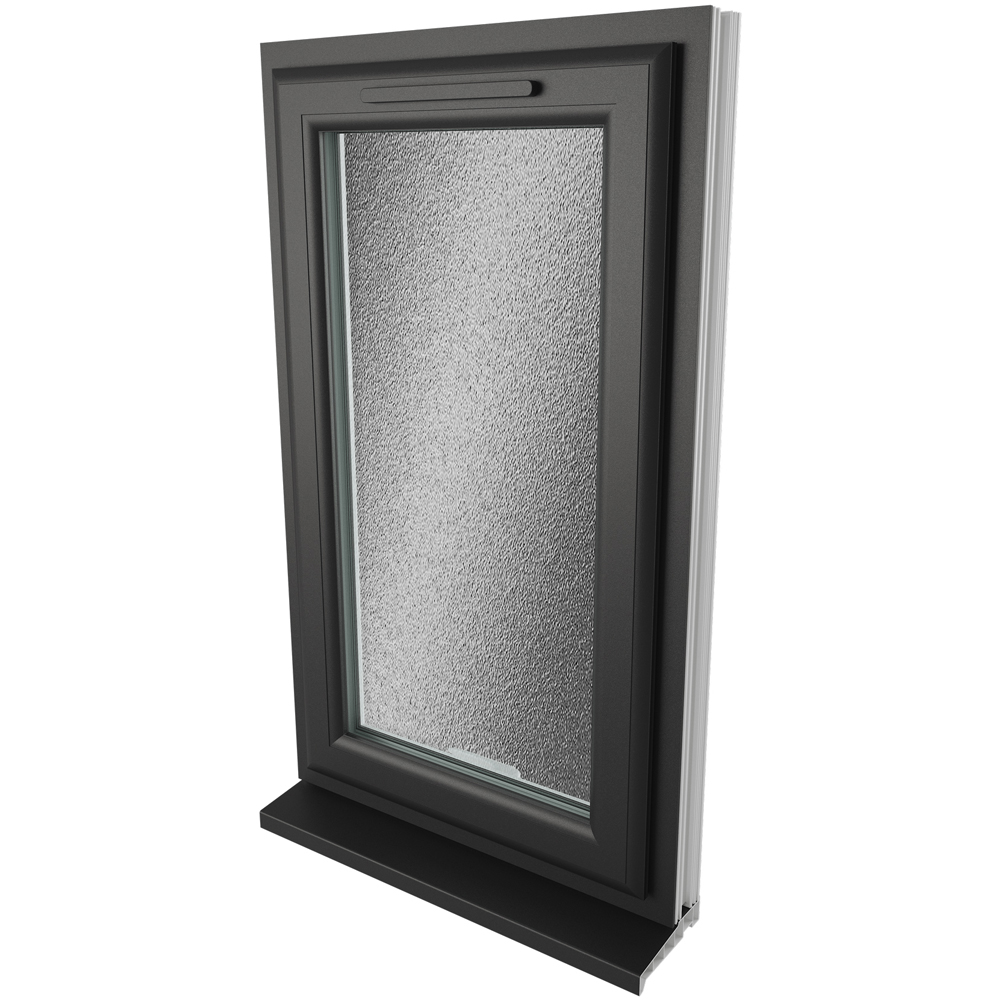 Crystal Black and White LH Side Hung Obscure Triple Glazed Window 610 x 1190mm Image 4