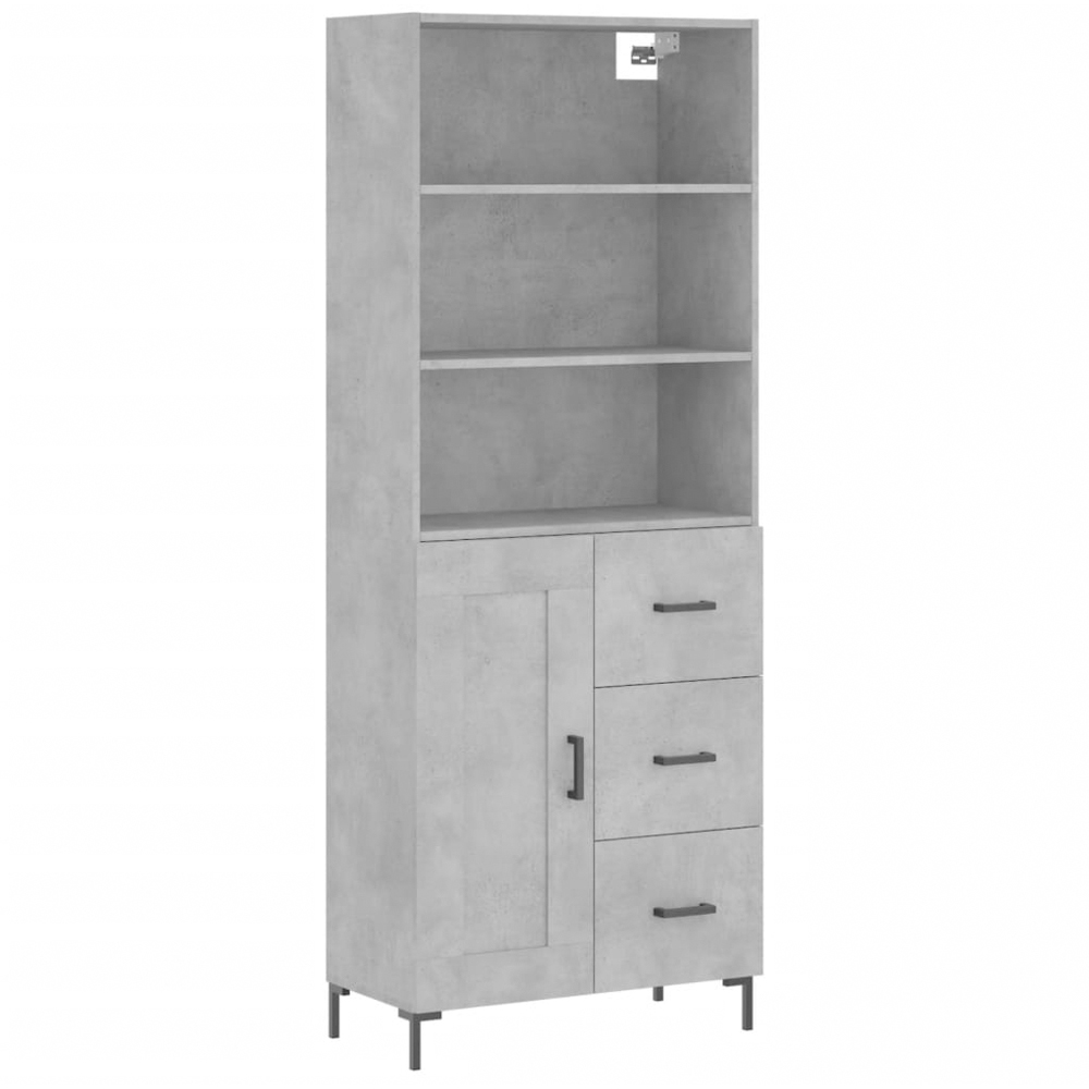 vidaXL Single Door 3 Drawer Concrete Grey Cabinet Image 2