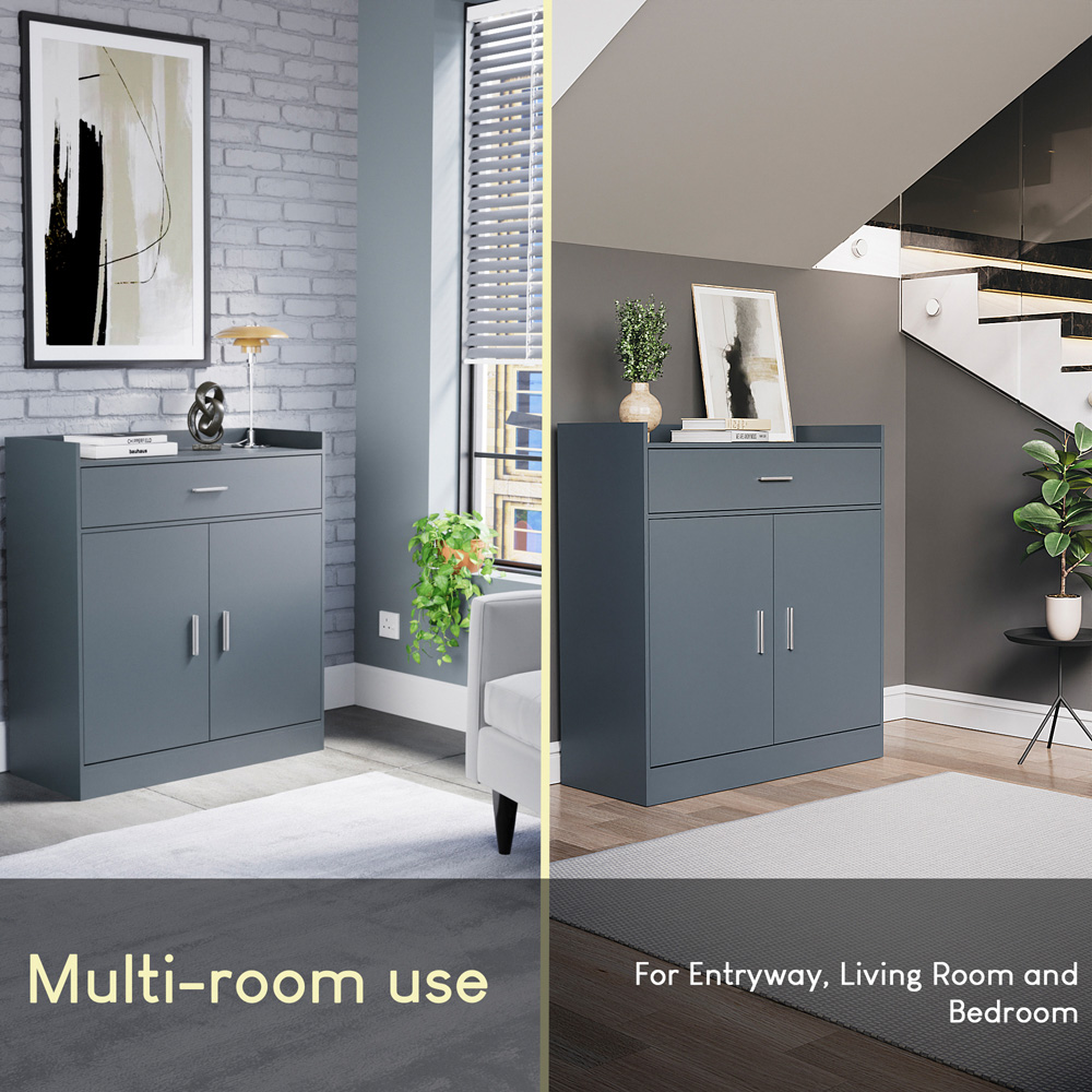 VIDA DESIGNS Dalby 2 Door Single Drawer Grey Shoe Cabinet Image 8